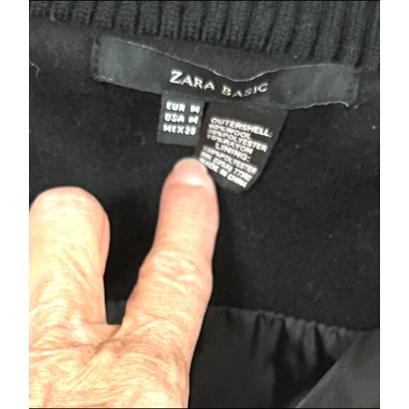 Zara Basic Coat Womens M Black Wool Blend Gorpcore Belted Utility Outdoor Winter - Picture 8 of 8